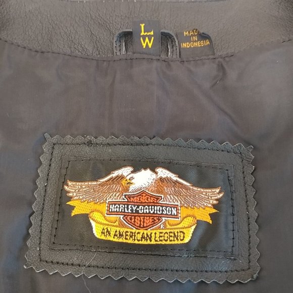 Women's Large L Harley-Davidson Leather Vest Braided Leather Edges Embroidered - Picture 5 of 9